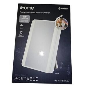 iHome Portable Lighted Vanity Mirror Speaker Cordless Rechargeable NEW